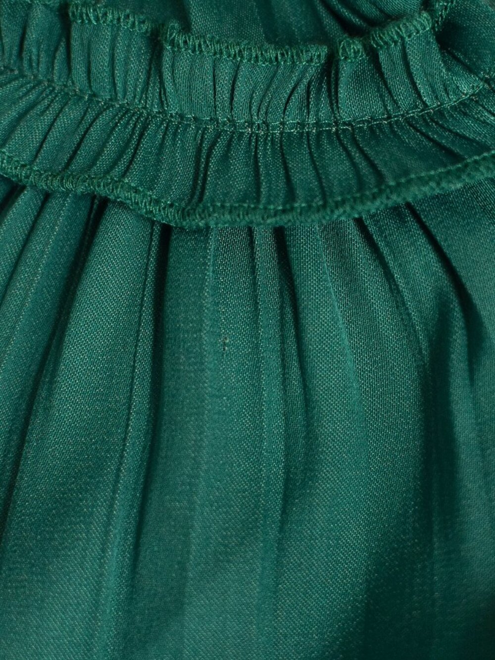 Anthropologie Shirred Peasant Blouse Green Emerald Ruffle Button Front Sz S Boho - Picture 12 of 13